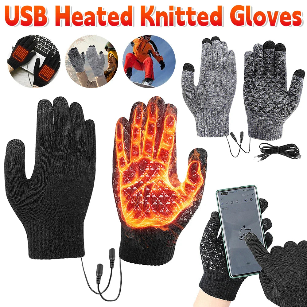 Heated knitted gloves
